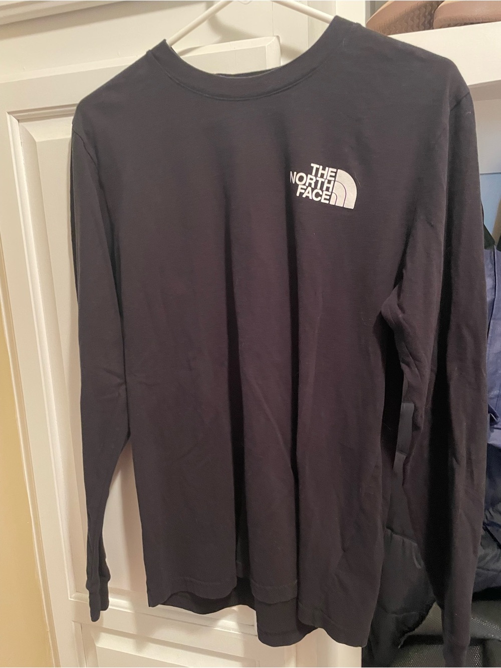The North Face Black Long Sleeve Tee with White Logo - Classic Crew